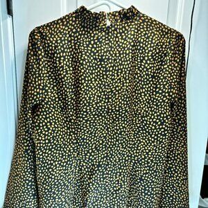 EUC J. Crew Factory Women's Size 6 Gold Dotted Black Dress Animal print​